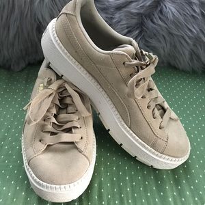 Tan Suede Puma Platform Sneaker